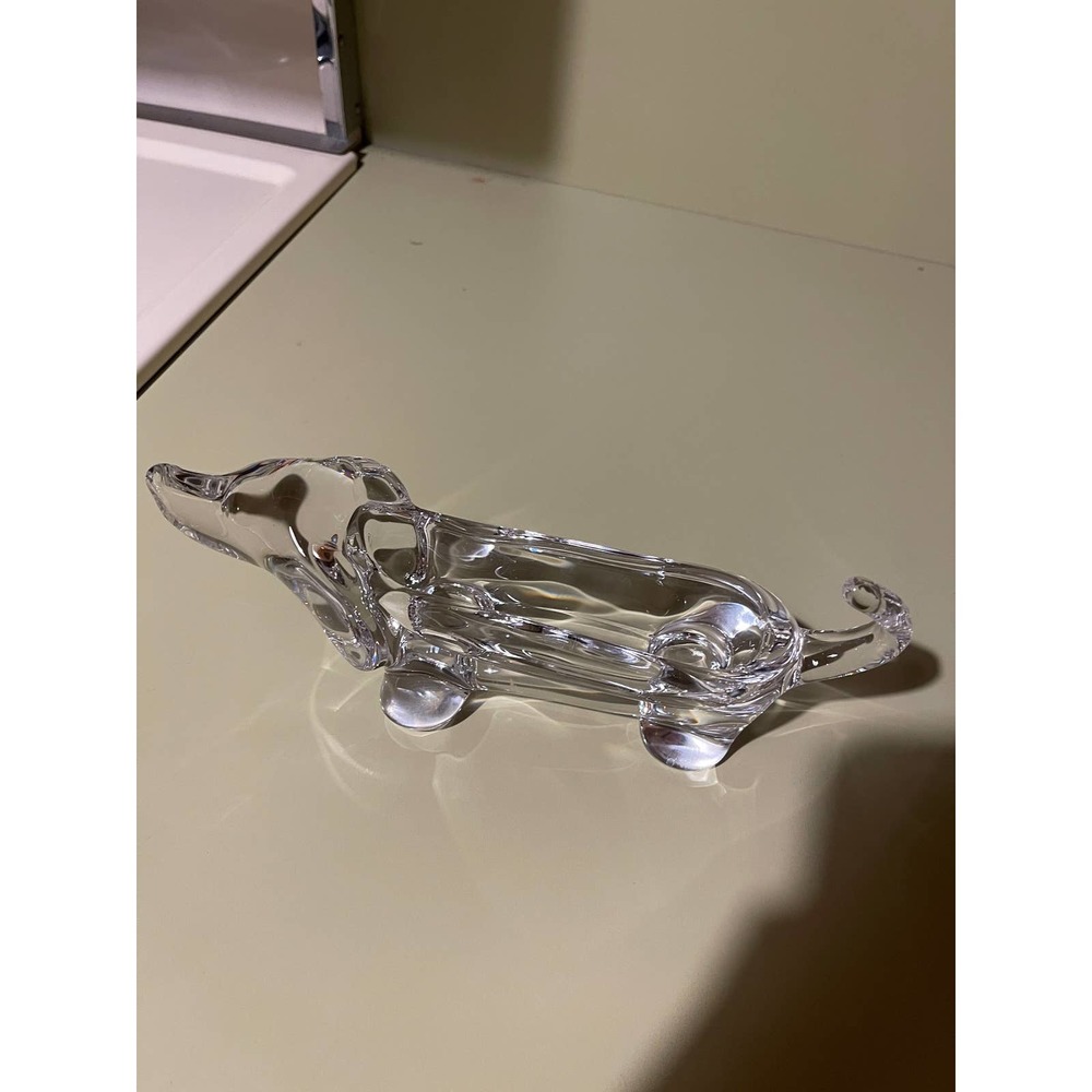 Vintage Art Lead Crystal Dachshund Dog Candy Dish - Picture 3 of 9